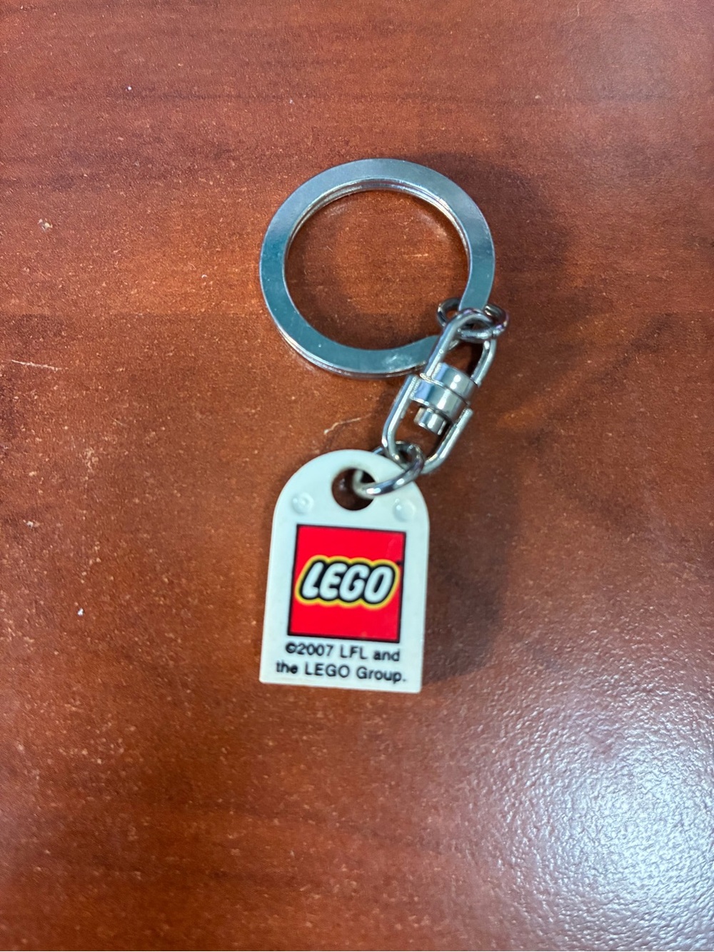 Lego White and Red Logo Keyring with Metal Ring